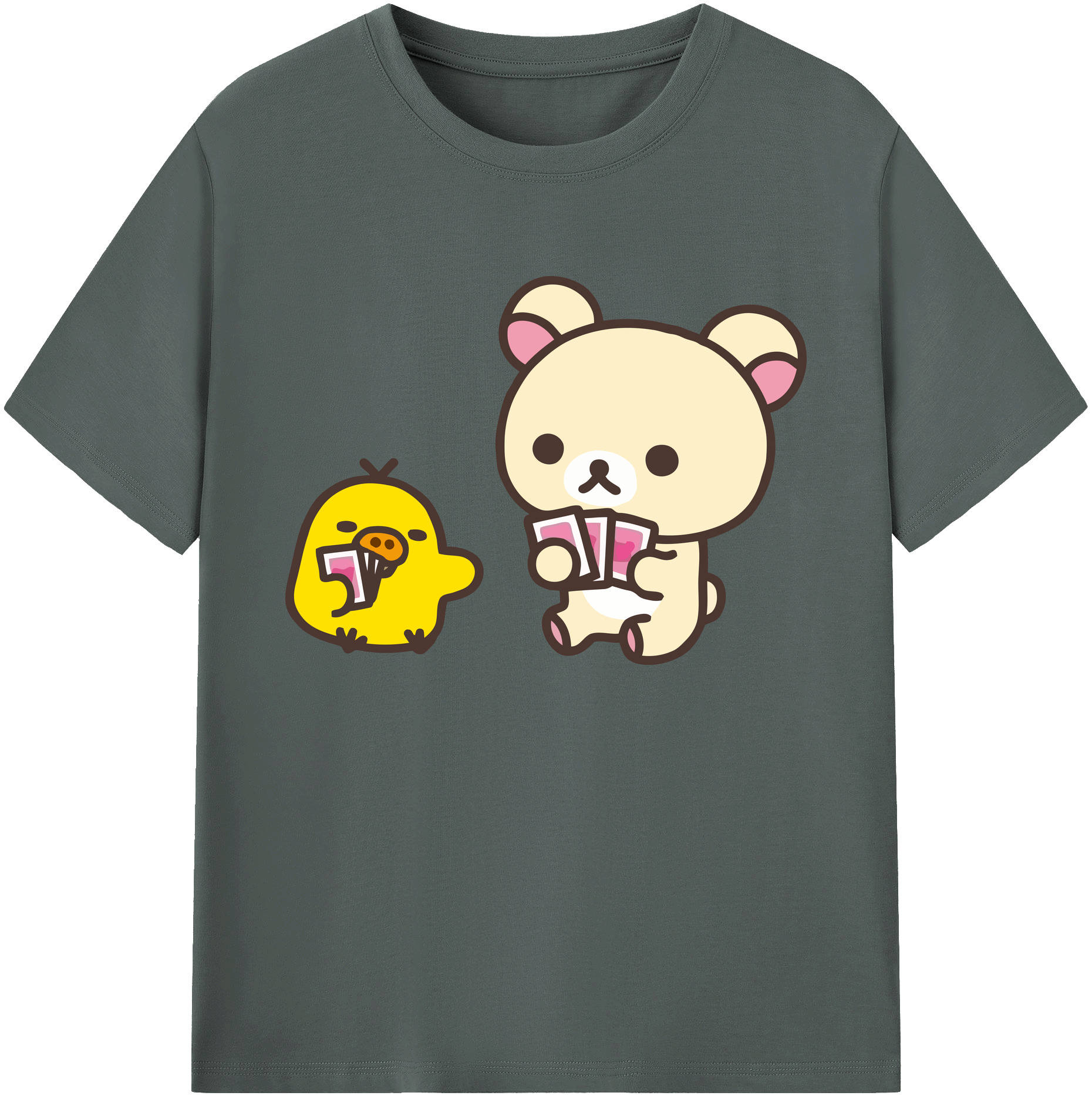 （画像用） リラックマ リラックマ キイロイトリ Rilakkuma Korilakkuma Kiiroitori 綿100％ メンズ半袖Tシャツ｜肌触りやわらか＆通気性